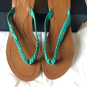 Beautiful Turquoise thong sandas!  Worn once